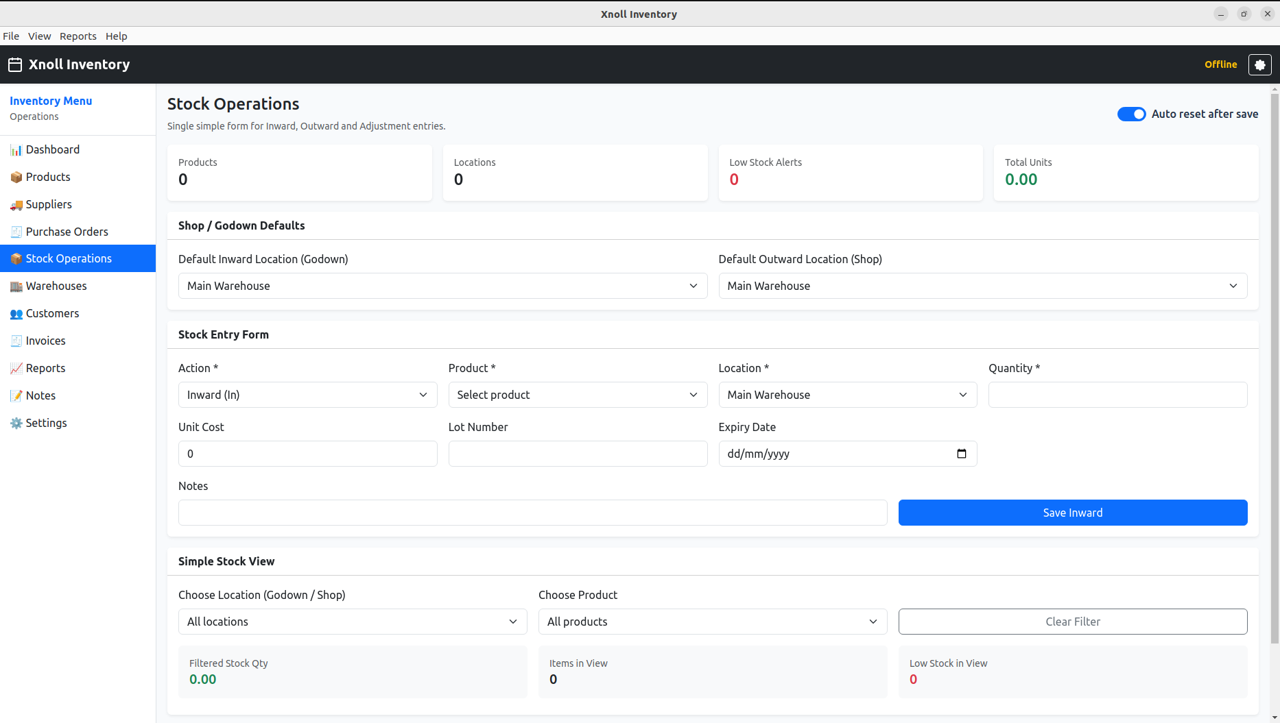 Stock Operations - Xnoll Inventory Desktop