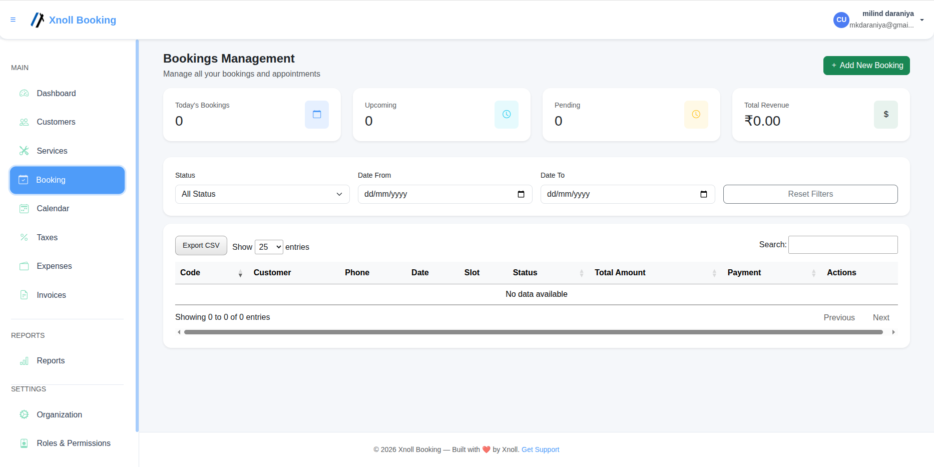 Bookings Management - Xnoll Booking Online App